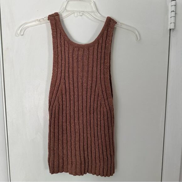 Sincerely Jules Ribbed Knit Tank Top Brown Sleeveless Sweater Large Junior - Picture 4 of 9
